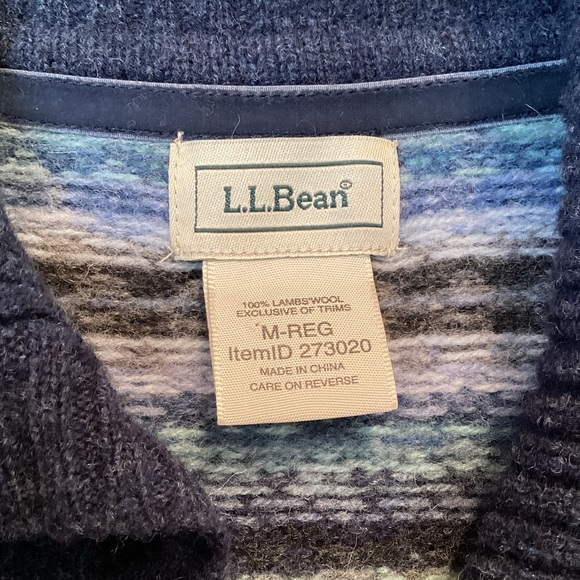 L.L. Bean Lambswool Fair Isle Button Cardigan - Picture 7 of 10